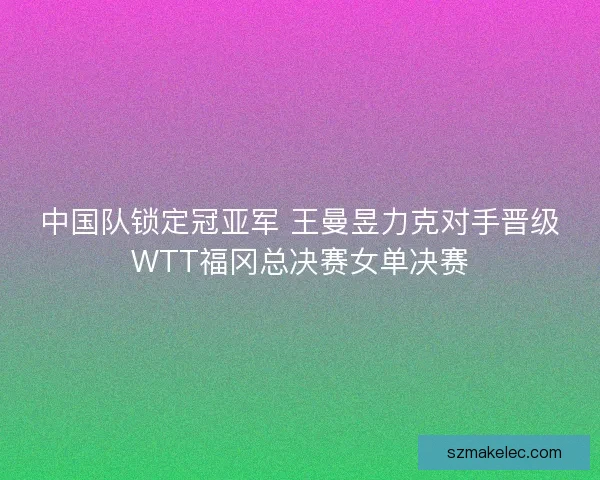 中国队锁定冠亚军 王曼昱力克对手晋级WTT福冈总决赛女单决赛